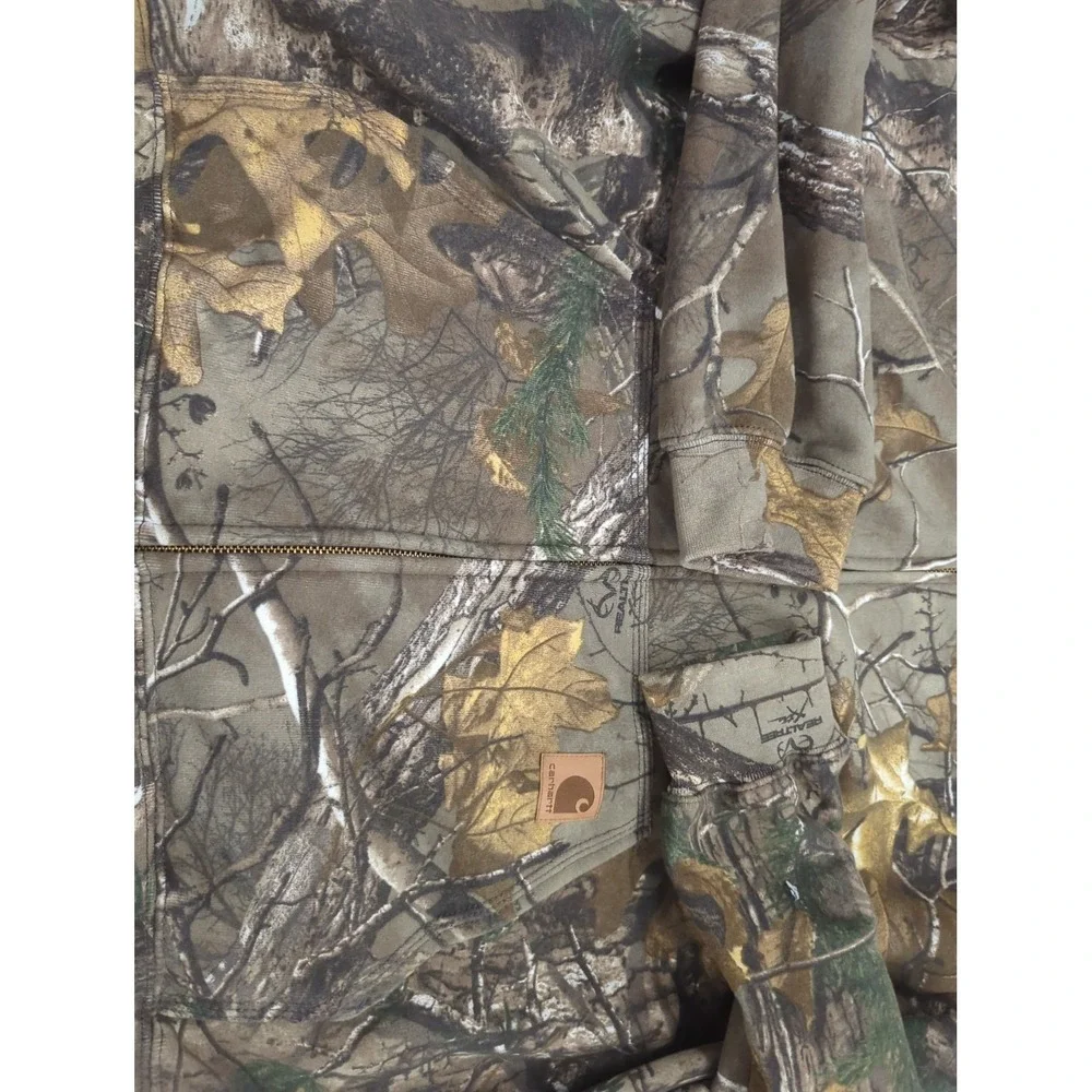 Vtg Carhartt Zip Hoodie Mens XLT Tall K289 977 Y2K Real Tree Camo Sweatshirt